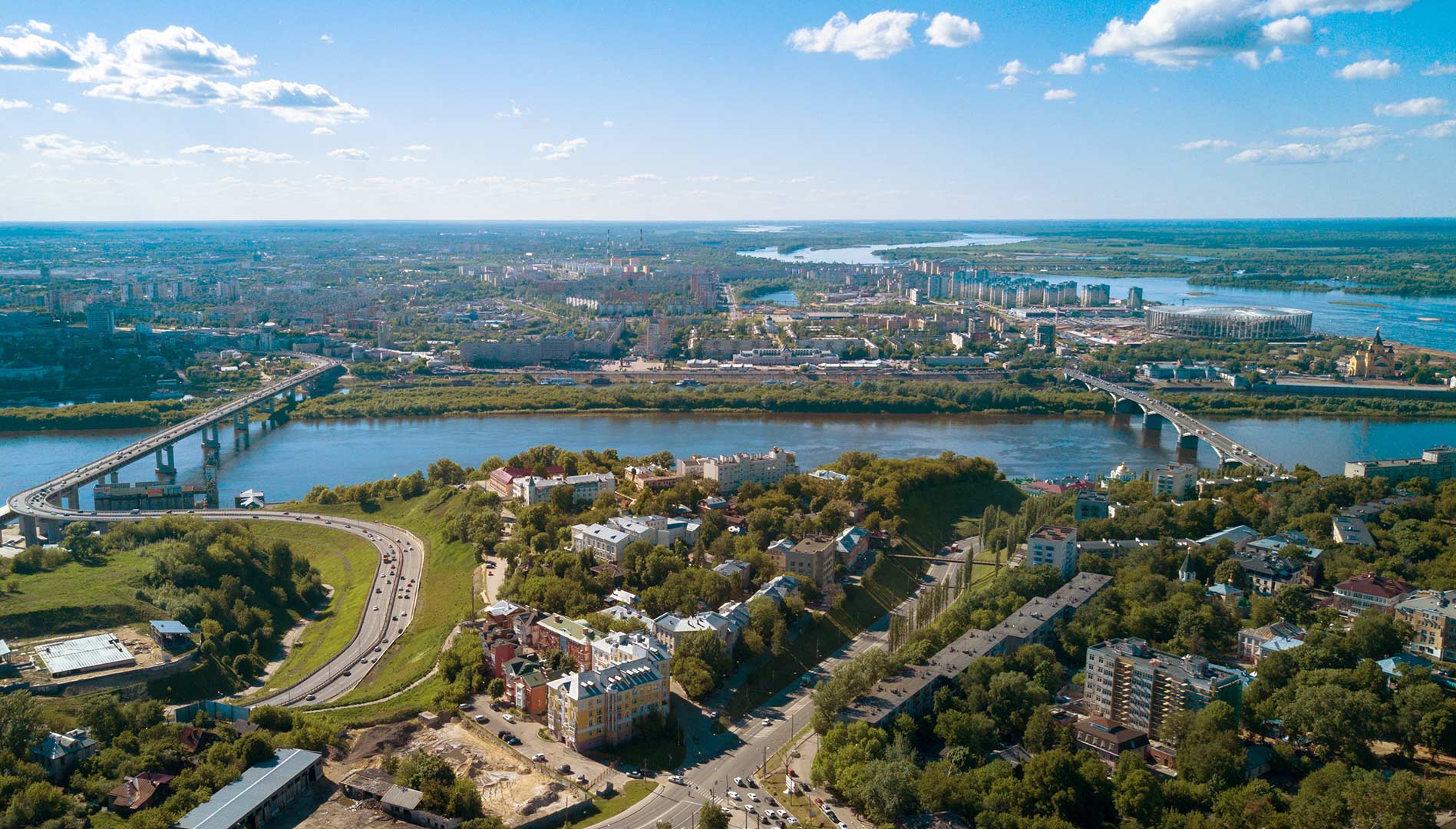 Река Волга Нижний Новгород вид сверху